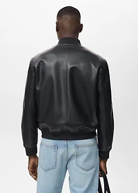 Leather-effect bomber jacket