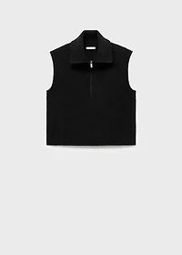 Perkins-neck knitted vest