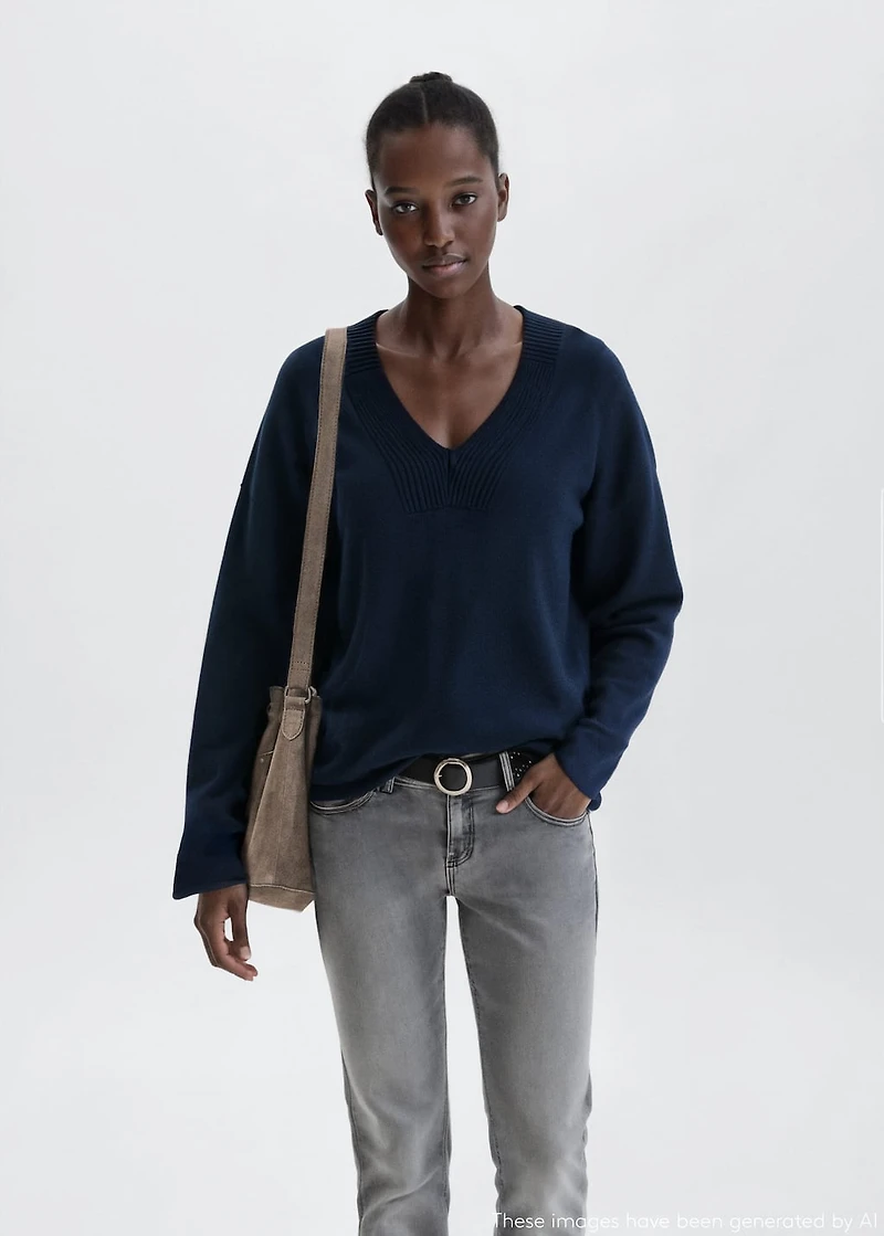 V-neck knit sweater