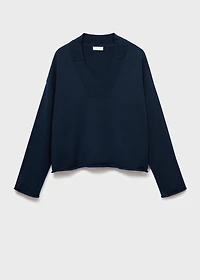 V-neck knit sweater