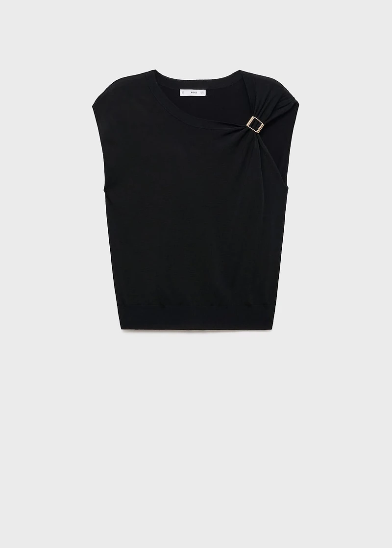 Short-sleeved sweater with metallic detail