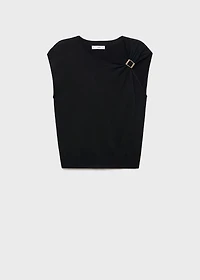 Short-sleeved sweater with metallic detail