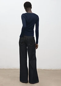 V-neck ribbed knit sweater