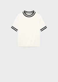 Short-sleeved sweater with contrasting stripes