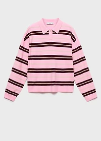 Striped polo-neck sweater