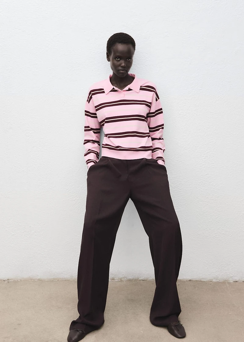 Striped polo-neck sweater