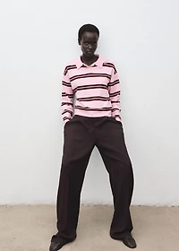 Striped polo-neck sweater