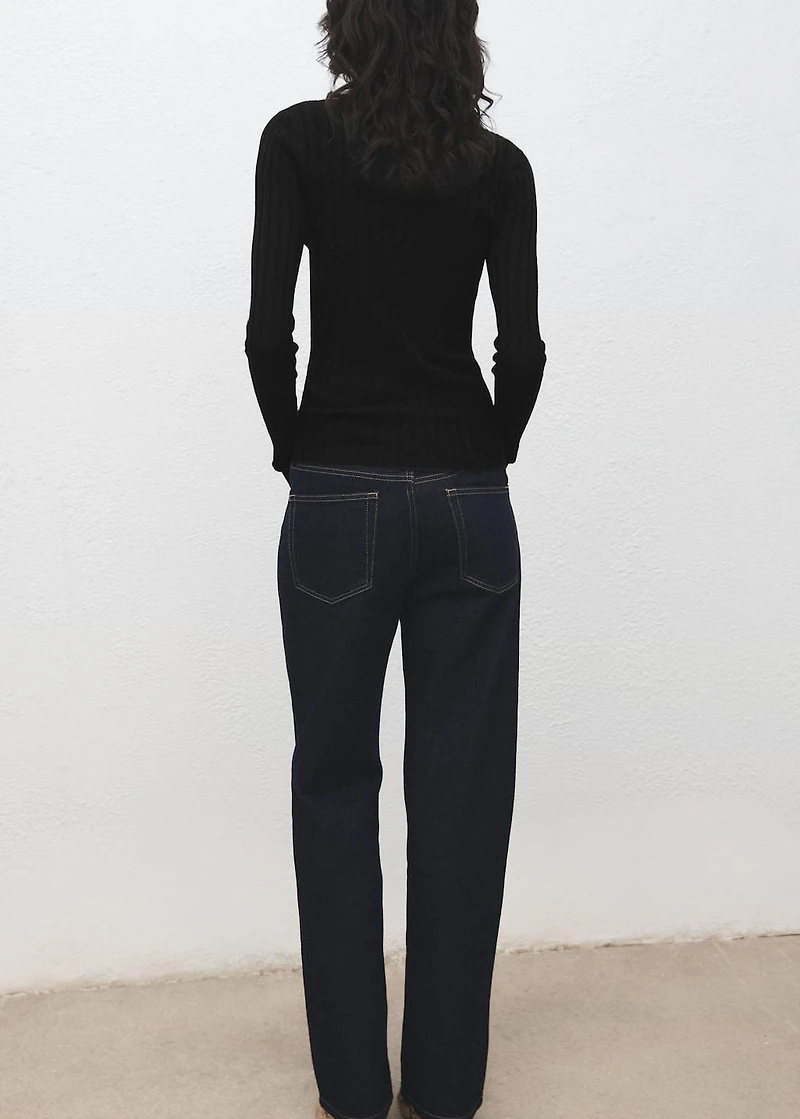 Boat neck ribbed sweater