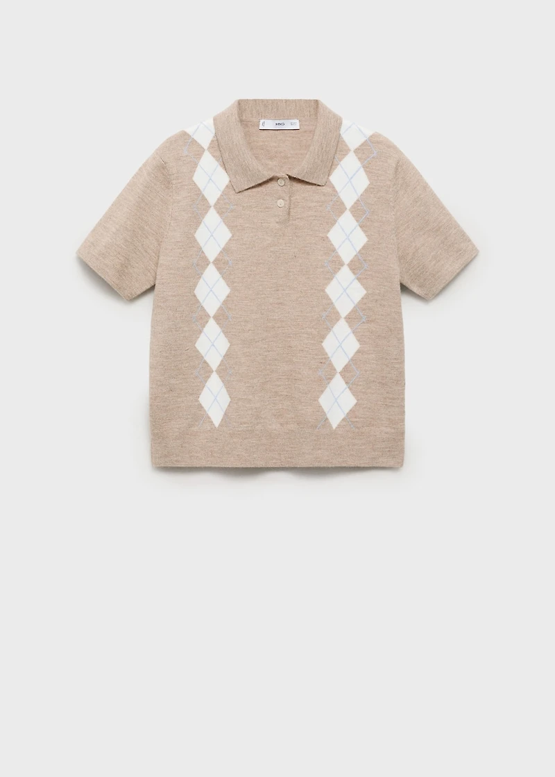 Diamond-print polo-neck sweater