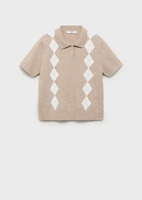 Diamond-print polo-neck sweater