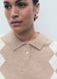Diamond-print polo-neck sweater