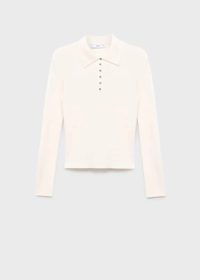 Polo-neck ribbed sweater
