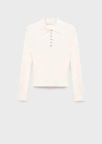 Polo-neck ribbed sweater