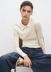 Polo-neck ribbed sweater