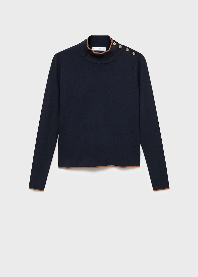 Perkins-neck sweater with button