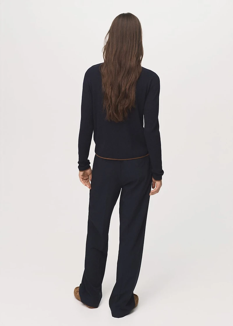 Perkins-neck sweater with button