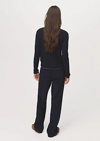 Perkins-neck sweater with button