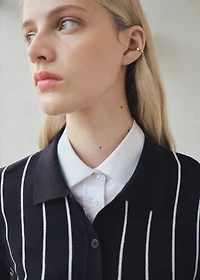 Striped polo-neck sweater