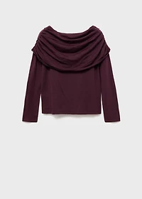 Fitted sweater with draped neckline
