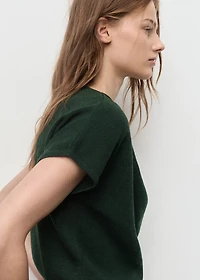 Short-sleeved top with draped neckline