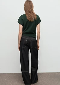 Short-sleeved top with draped neckline