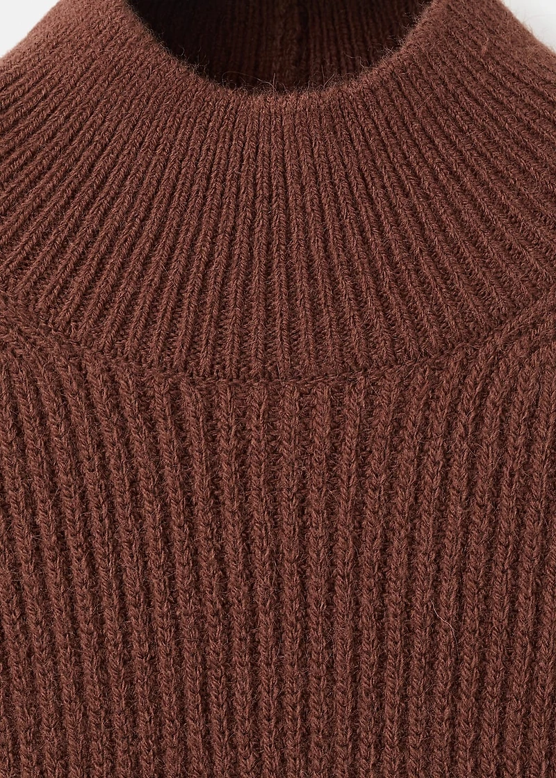 Perkins-neck short-sleeved sweater