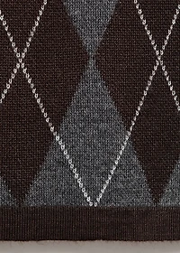 Short-sleeved argyle sweater