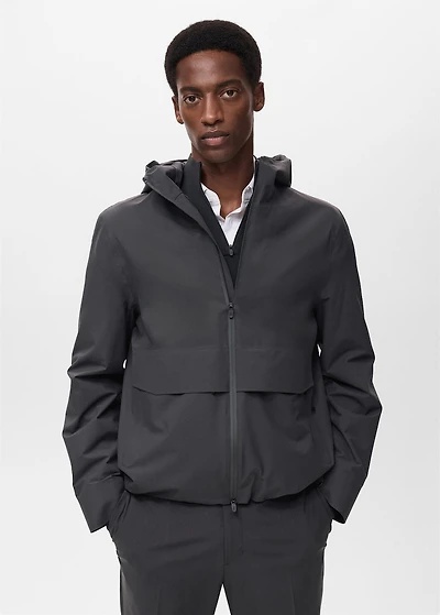 Water-repellent hooded jacket