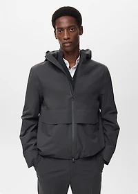Water-repellent hooded jacket