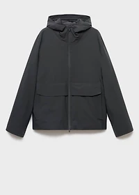 Water-repellent hooded jacket