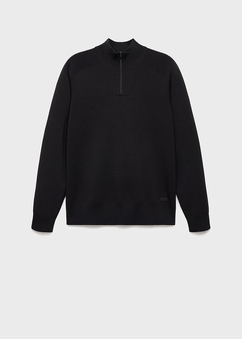 Breathable zip-neck sweater