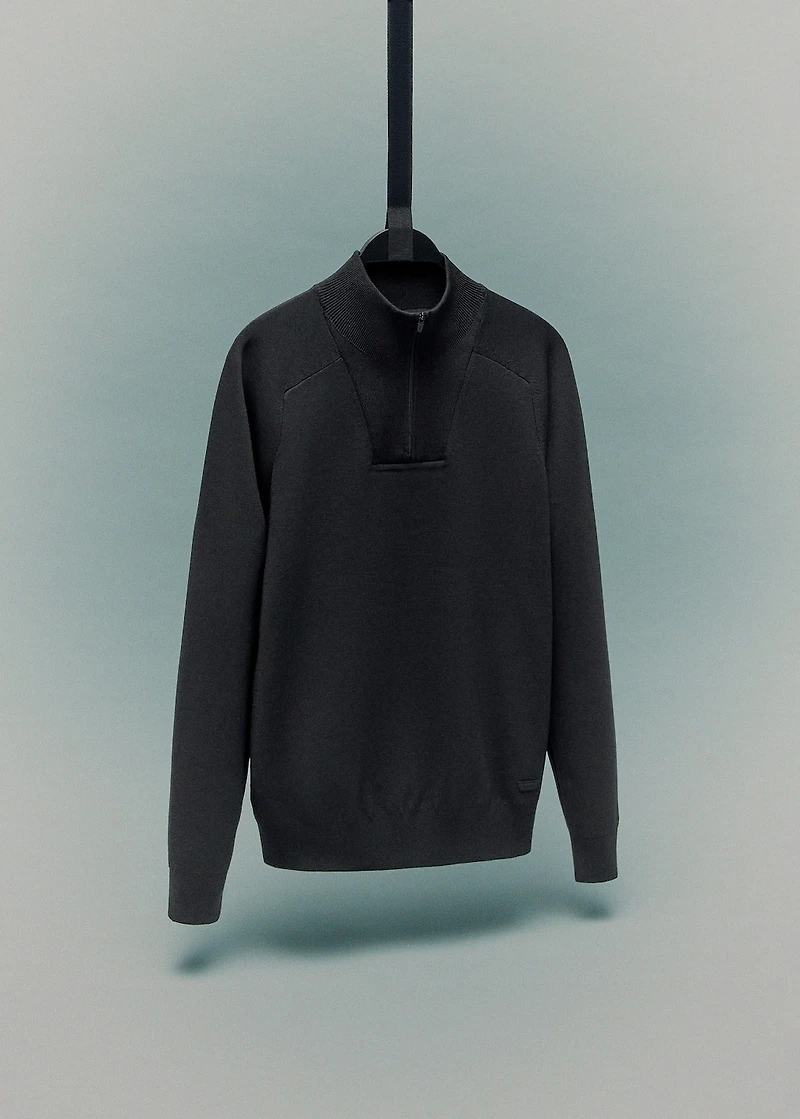 Breathable zip-neck sweater