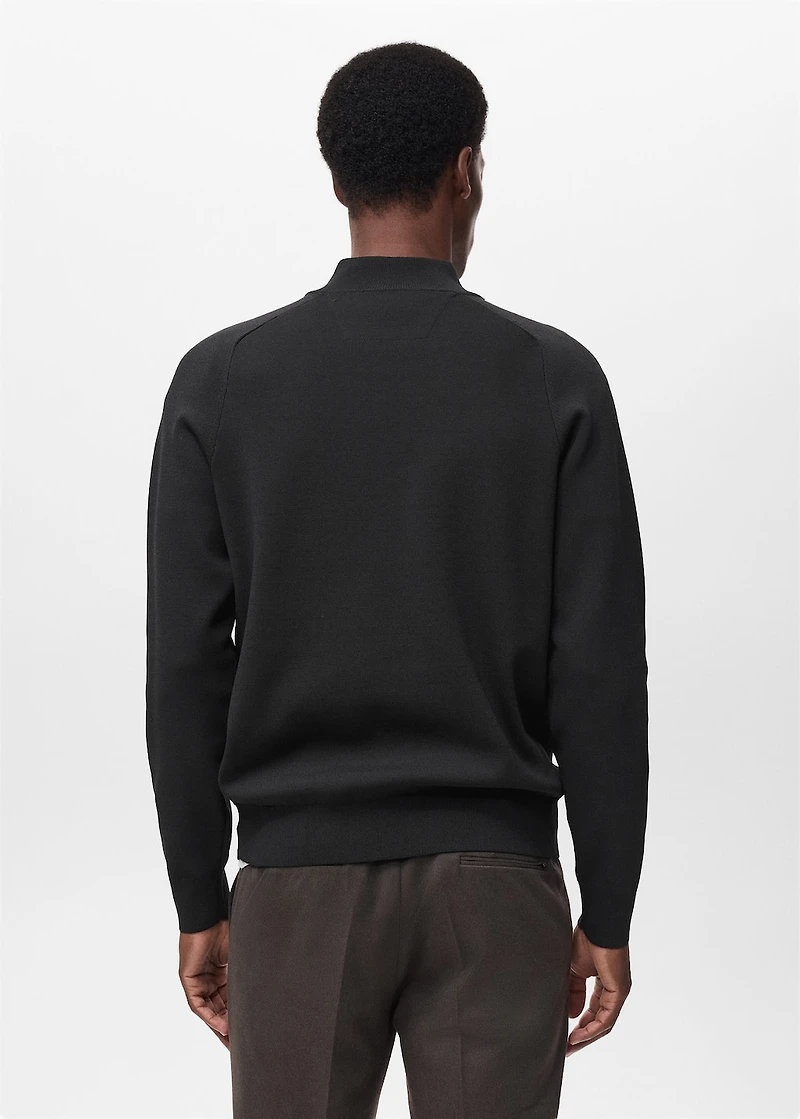 Breathable zip-neck sweater