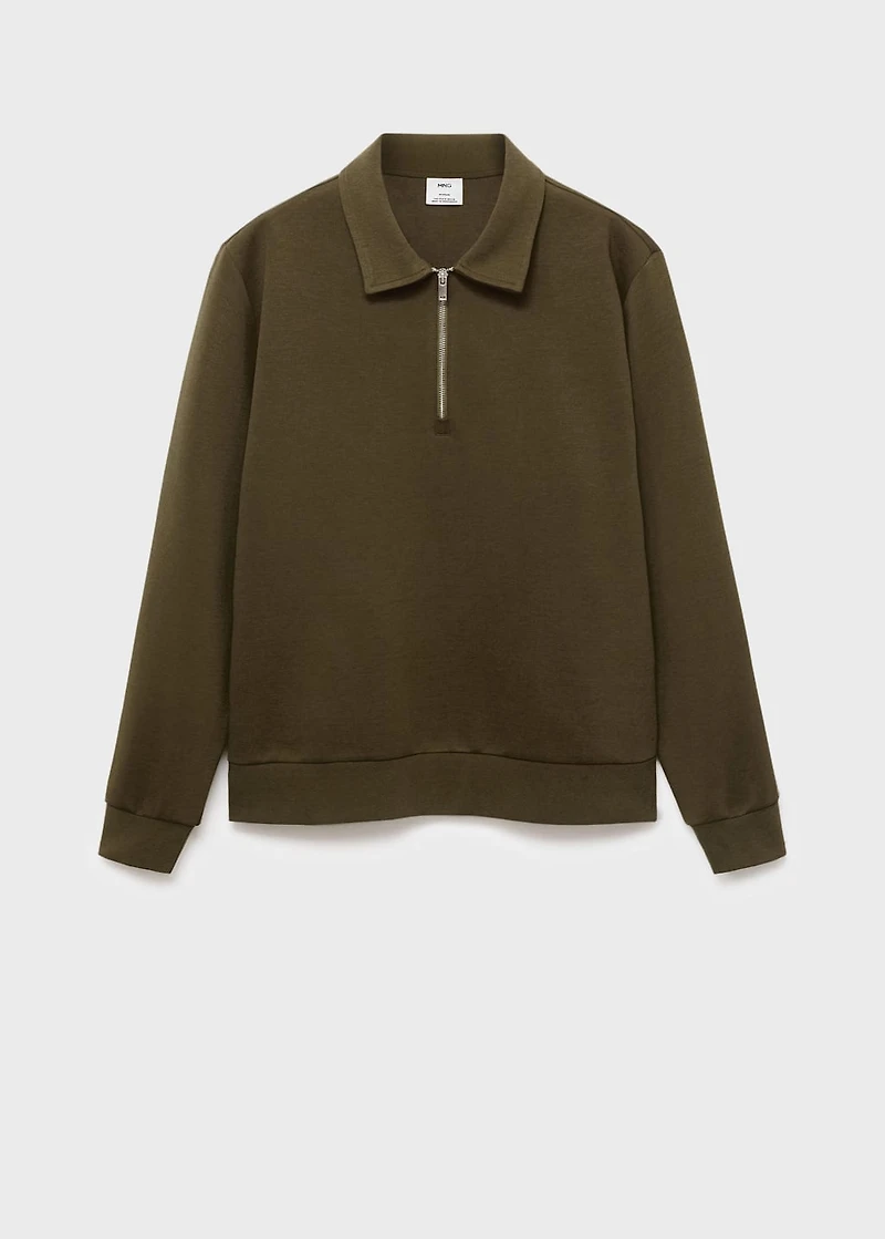 Regular-fit zipper-neck sweatshirt