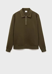 Regular-fit zipper-neck sweatshirt