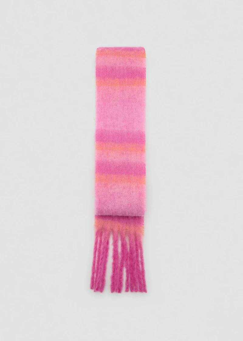 Striped scarf with fringed ends
