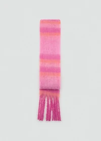 Striped scarf with fringed ends