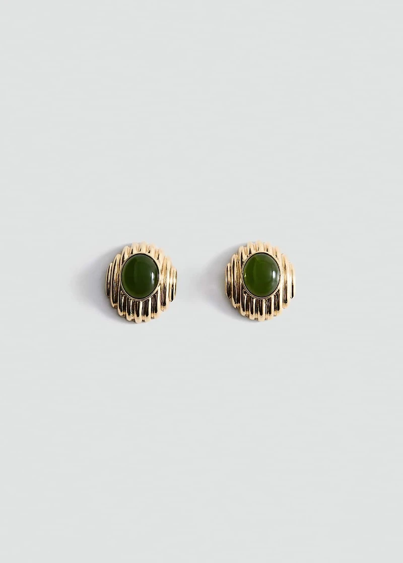 Combined resin stone earrings