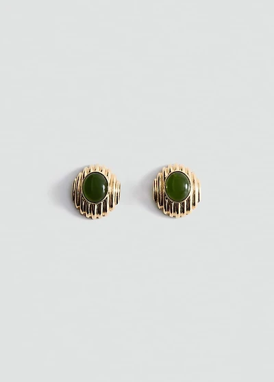 Combined resin stone earrings