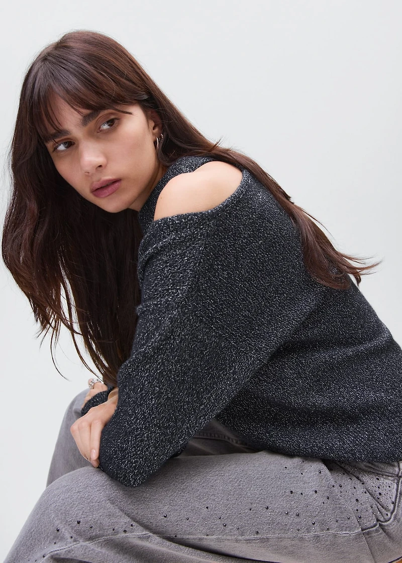 Lurex sweater with cut-out