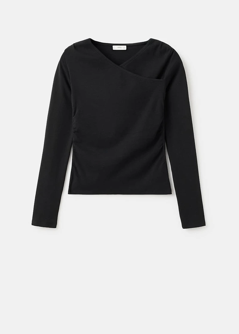 Gathered cotton t-shirt