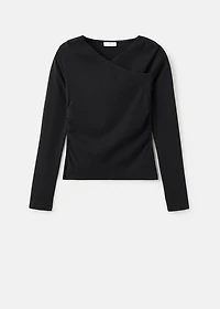 Gathered cotton t-shirt