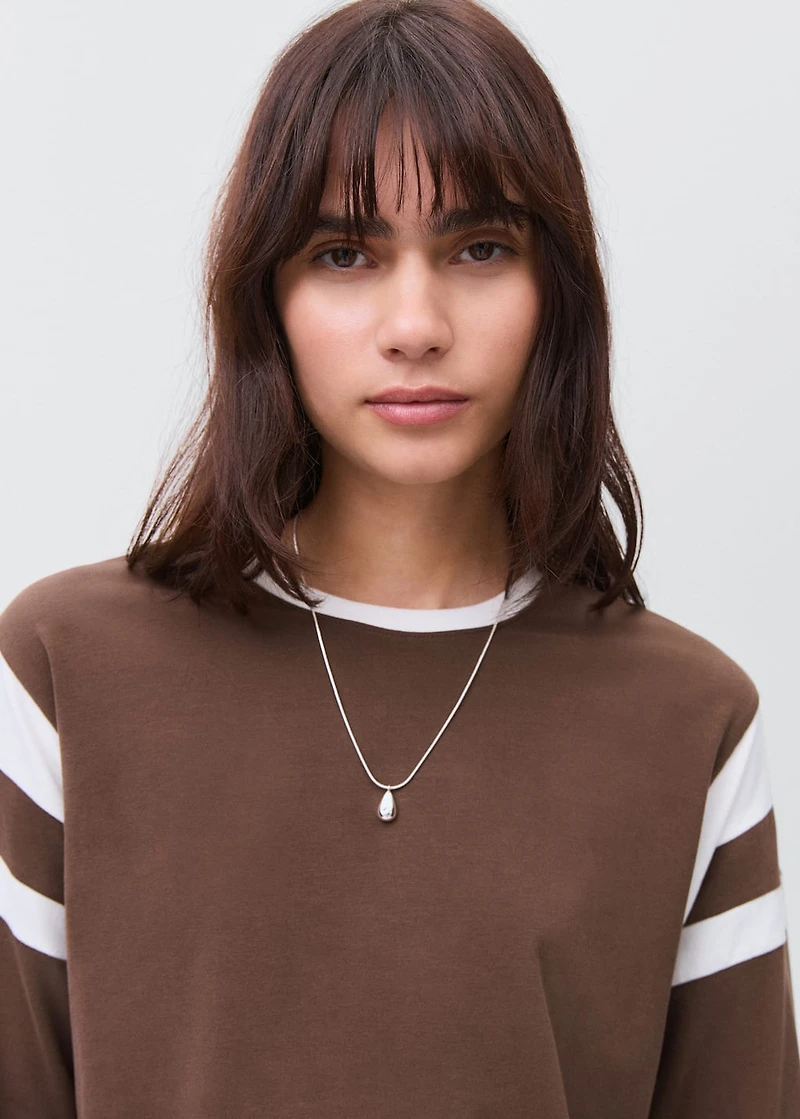 Contrasting collar cotton t-shirt
