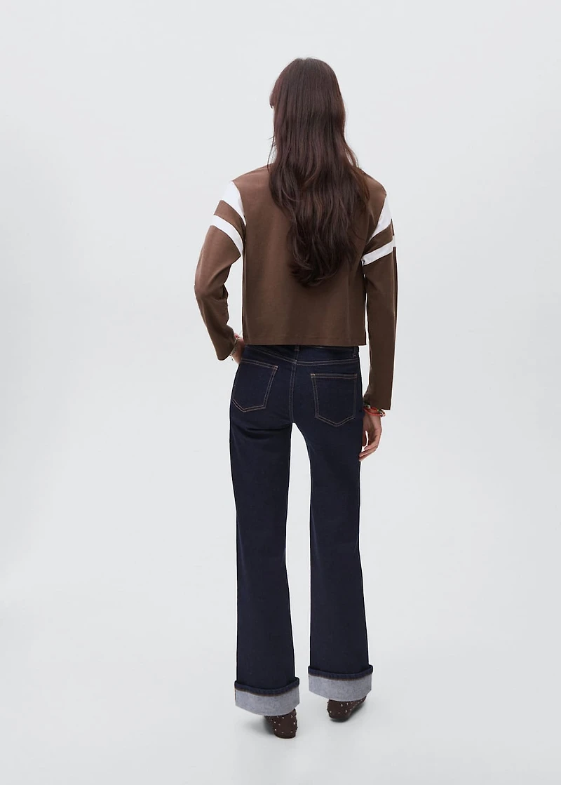 Contrasting collar cotton t-shirt