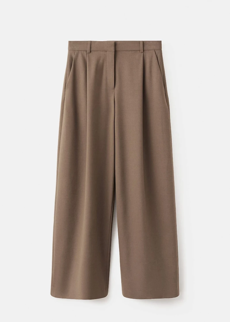 Pleated straight-leg suit pants