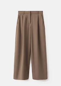 Pleated straight-leg suit pants