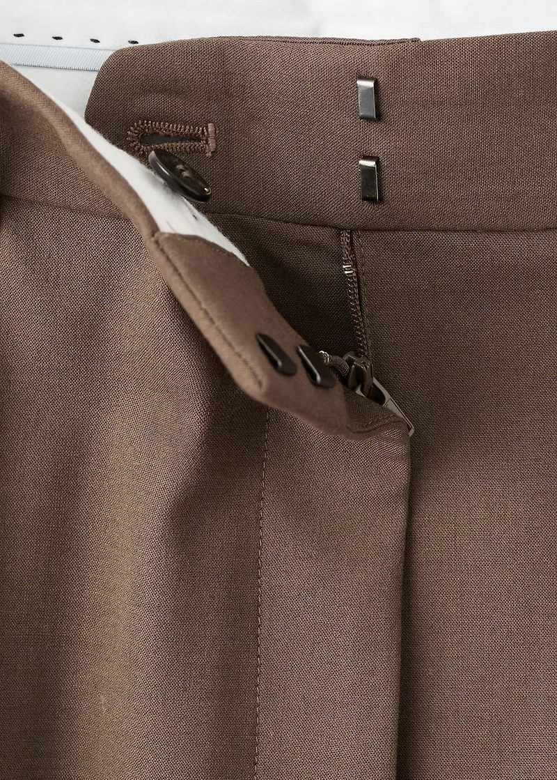Pleated straight-leg suit pants