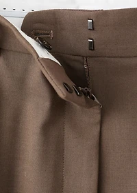 Pleated straight-leg suit pants