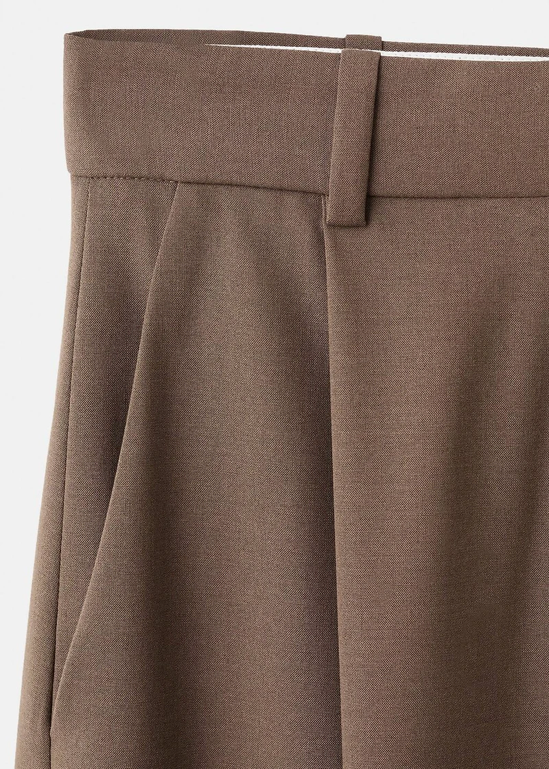 Pleated straight-leg suit pants