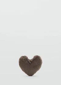 Heart-shaped fur-effect handbag